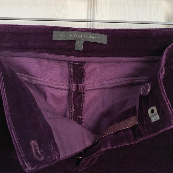 Victoria Beckham Purple Velvet Ankle Pants - Picture 6 of 8